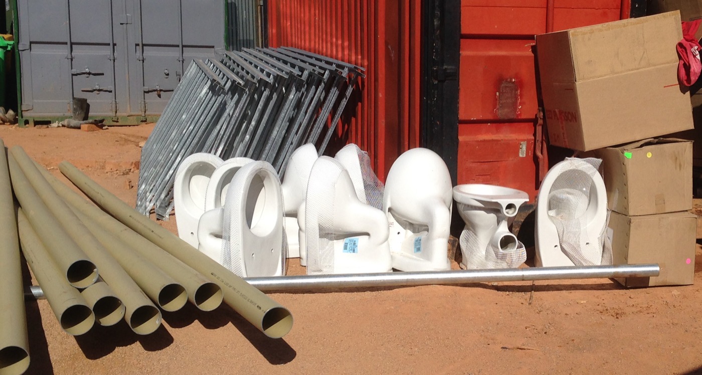 Sanitary ware awaiting installation